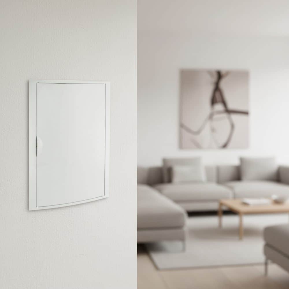 TABLERO EMPOTRADO TERMOPLÁSTICO, 42P, PUERTA BLANCA HORIZONTAL, 360x528x86mm