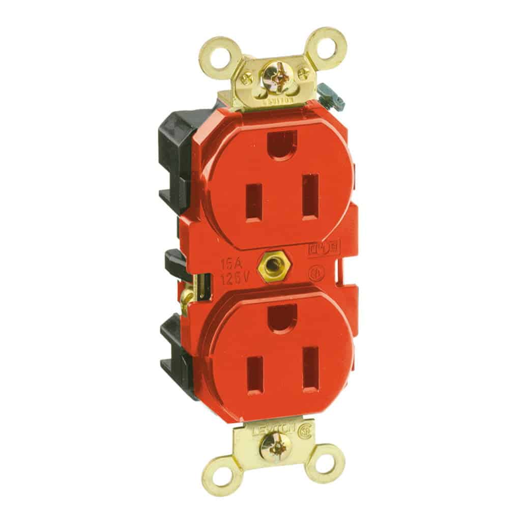 TOMA DOBLE EMPOTRABLE GRADO INDUSTRIAL 15A L/T 125V ROJO LEVITON
