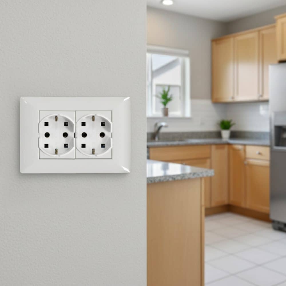 TOMA SCHUKO 16A L/T 250V CUELLO LARGO BLANCO