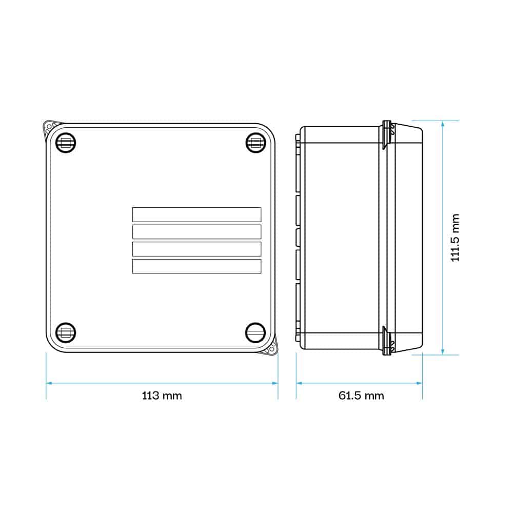 CAJA DE PASE SIN CONOS GRIS, 100x100x55mm