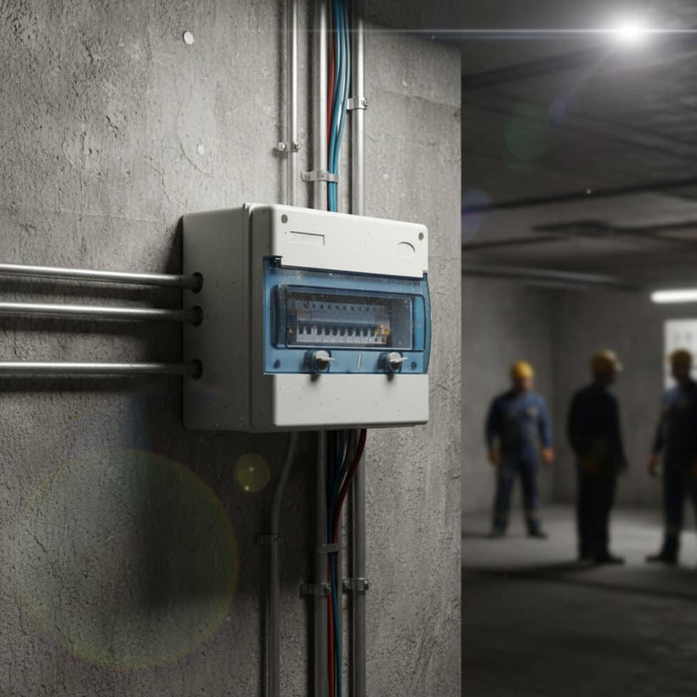 TABLERO ADOSADO TERMOPLÁSTICO 12P IK08 IP65, C/BORNE, 270x250x160mm (no pretoquelado)