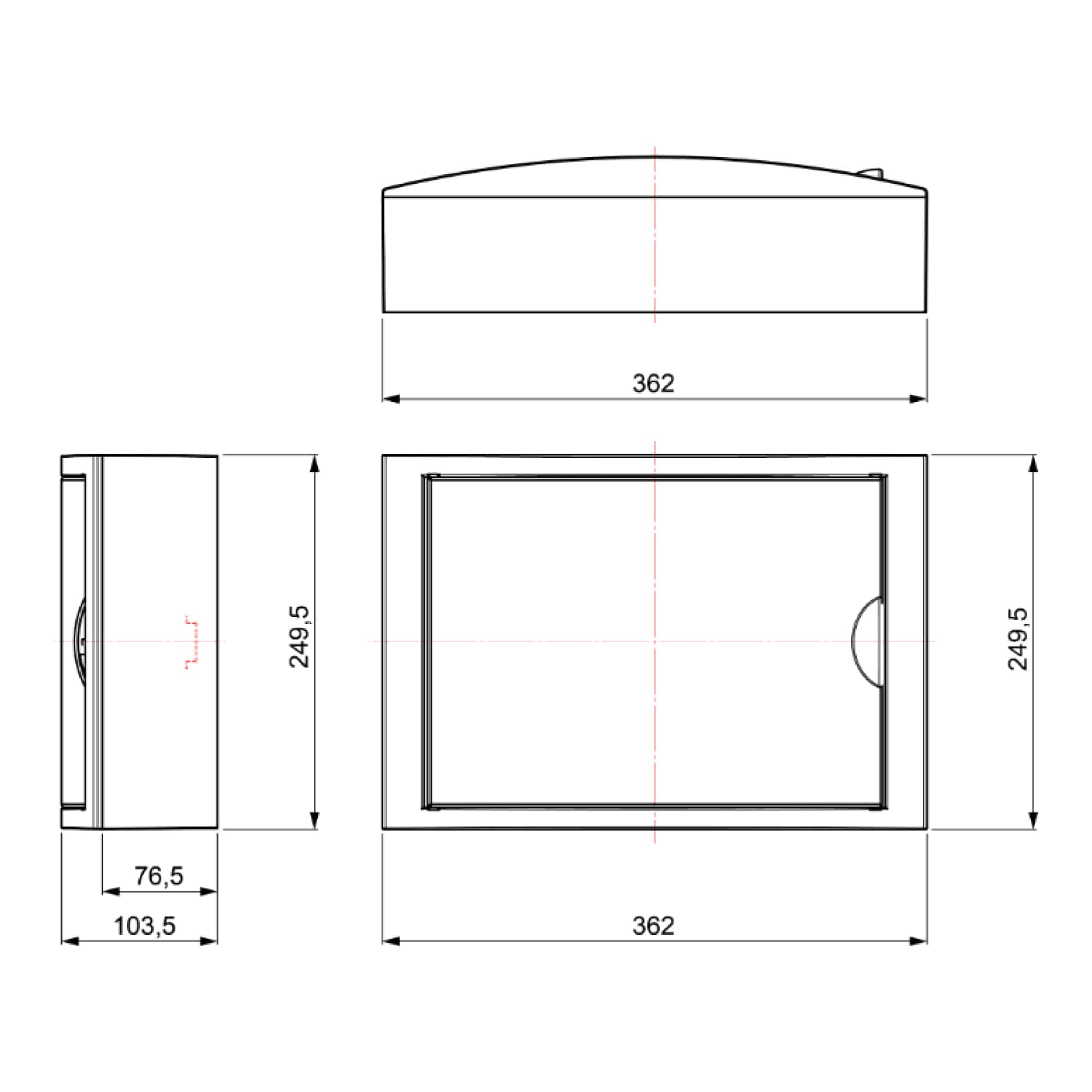 TABLERO ADOSADO TERMOPLÁSTICO, 8P, PUERTA BLANCA, HORI, 247x249x104mm