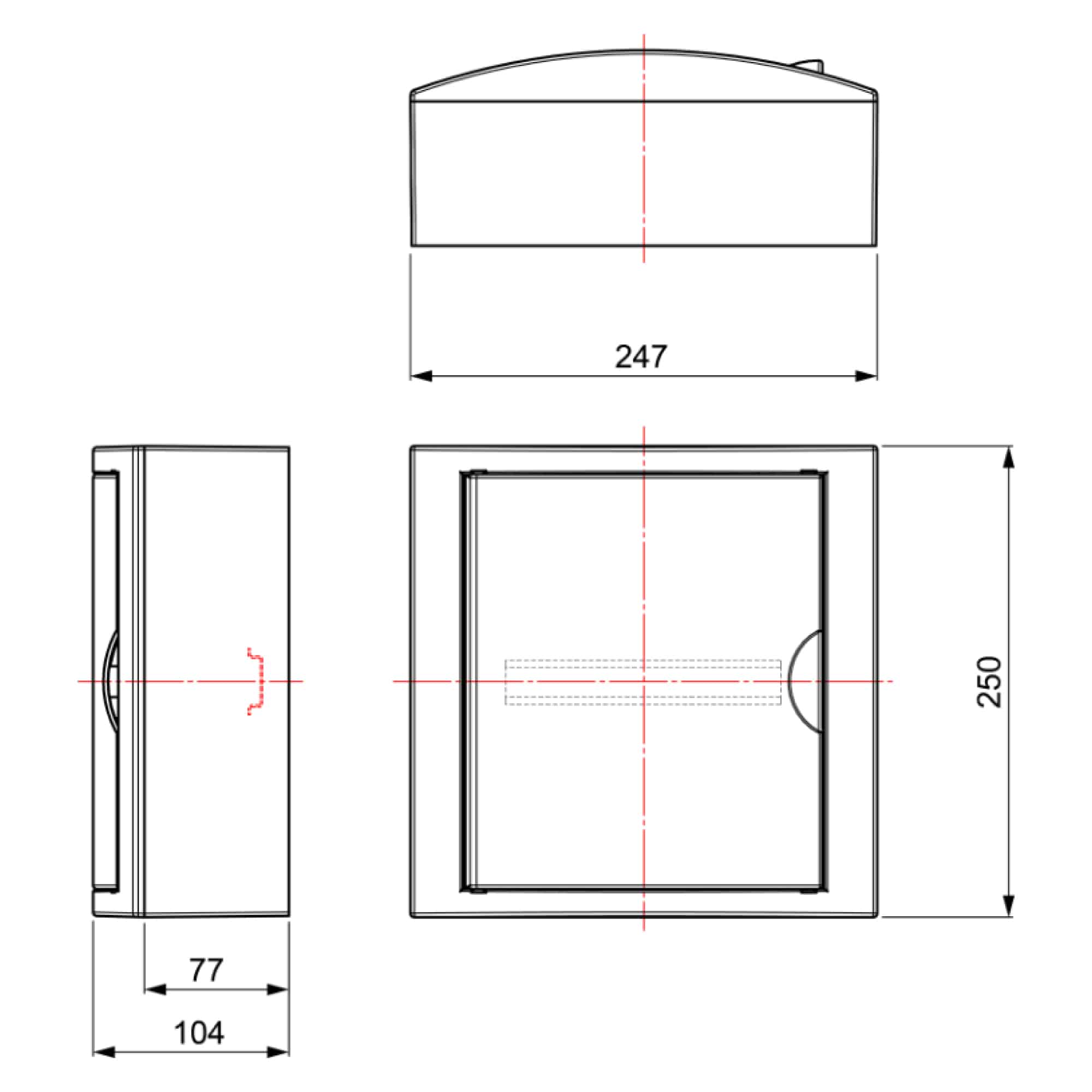 TABLERO ADOSADO TERMOPLÁSTICO, 8P, PUERTA BLANCA, HORI, 247x249x104mm