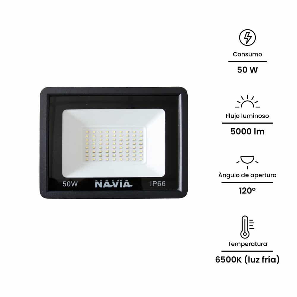 REFLECTOR LED 50W, 5000lm, IP65 IK08, 6500K 185-265VAC; Modelo: NV