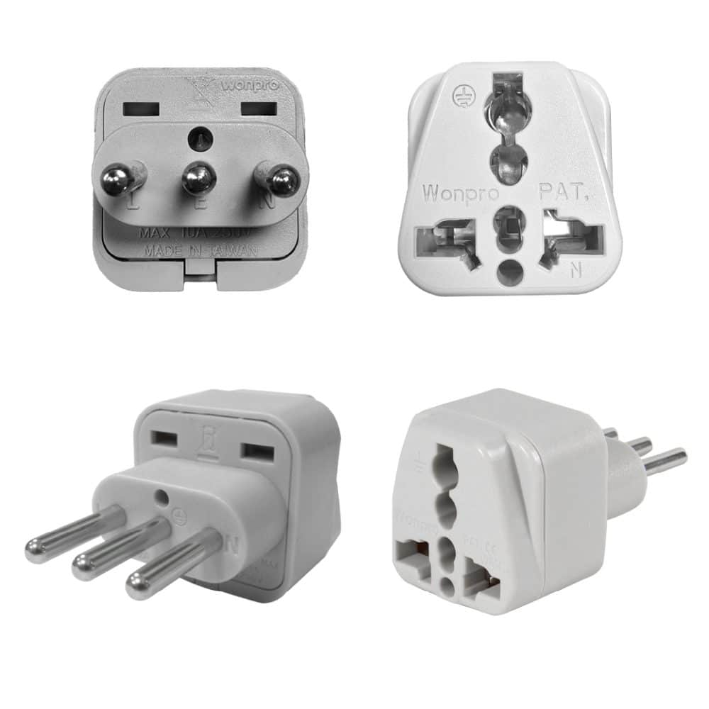 ADAPTADOR UNIVERSAL 10A 250V TRES EN LINEA COLOR GRIS