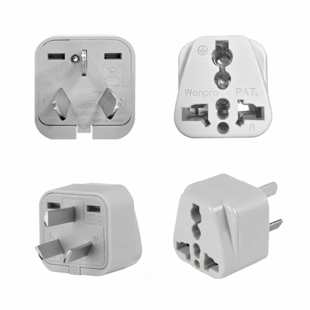 ADAPTADOR UNIVERSAL 10A 250V PARA USO ARGENTINO COLOR GRIS