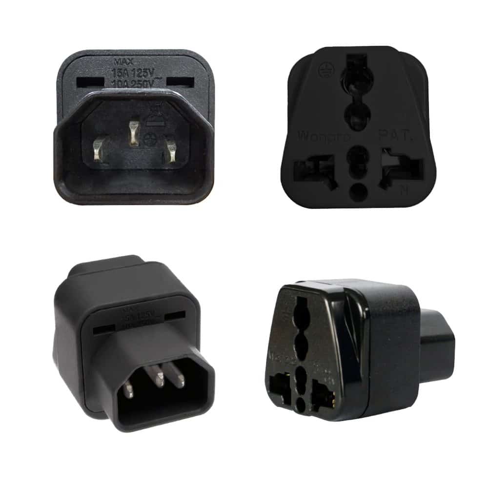 ADAPTADOR UNIVERSAL 10A 250V CON L/T A ENCHUFE TIPO IEC320 C13 EN COLOR NEGRO