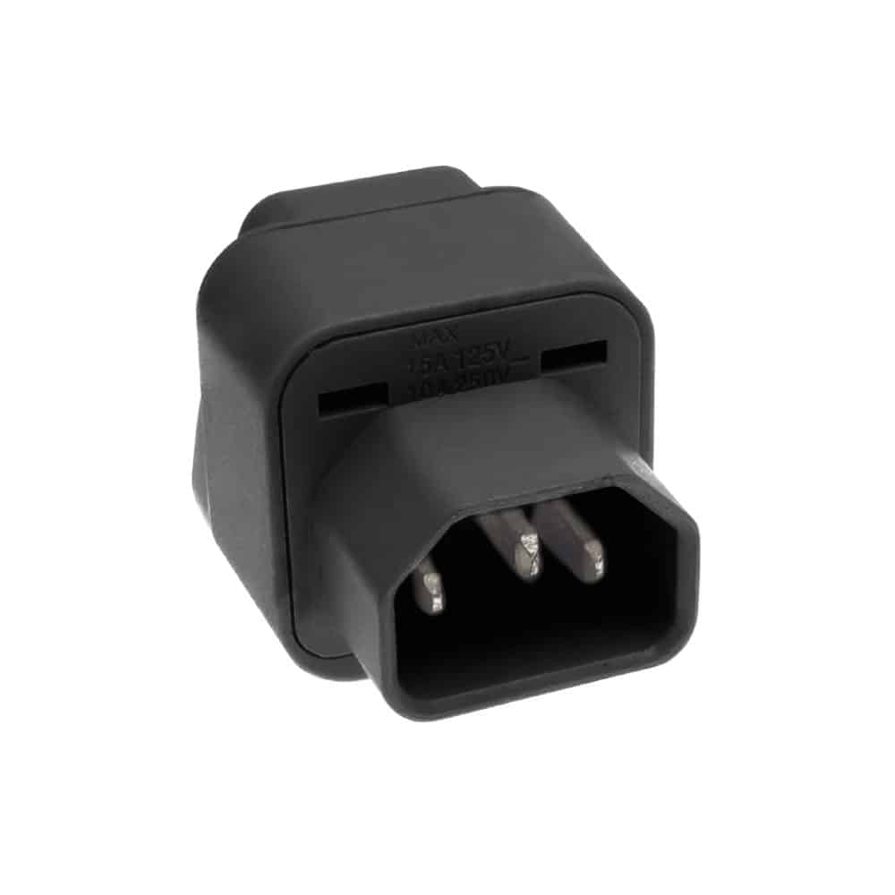 ADAPTADOR UNIVERSAL 10A 250V CON L/T A ENCHUFE TIPO IEC320 C13 EN COLOR NEGRO