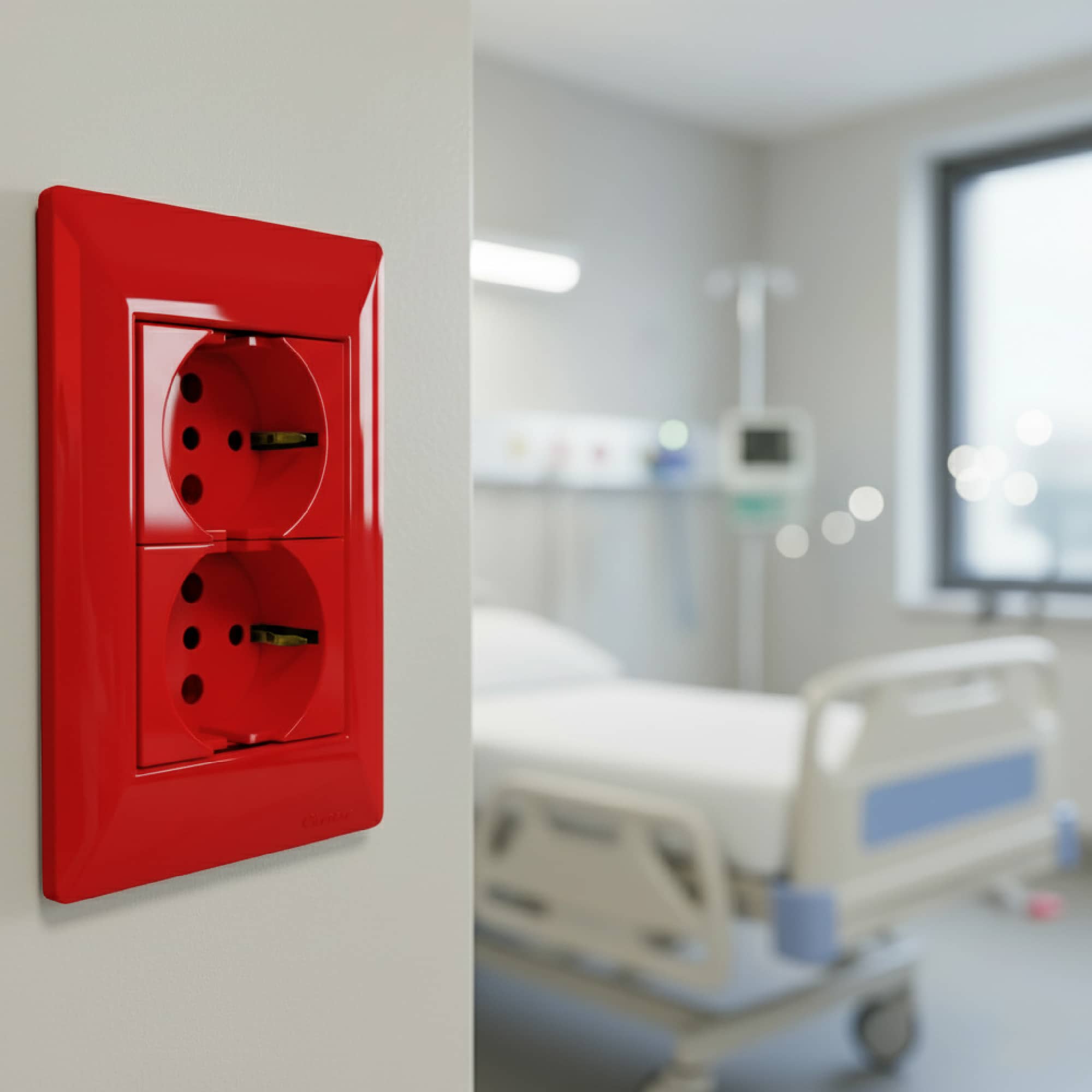 Toma tipo SCHUKO 2P+T 16A 250V Naranja - 2 Módulos (Linea PLANA)