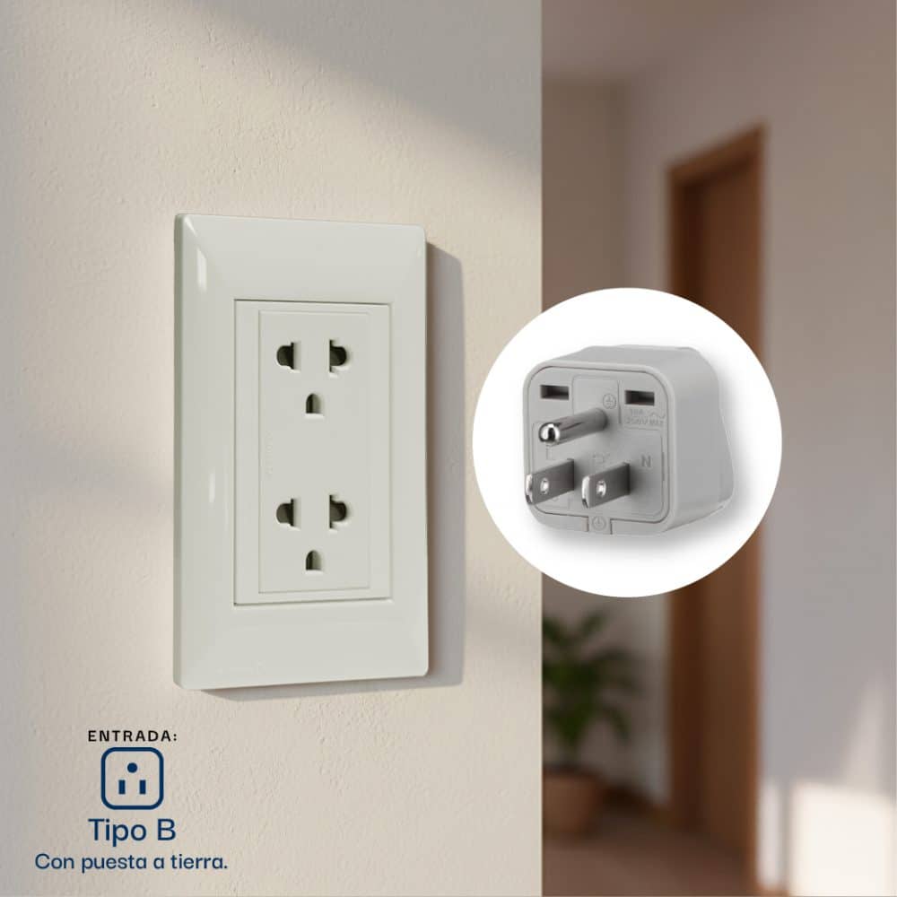 ADAPTADOR UNIVERSAL 10A 250V CON L/T COLOR GRIS