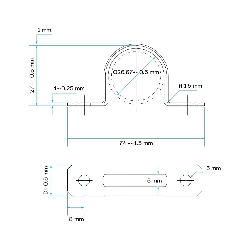 ABRAZADERA 2 OREJAS RIGID ACERO 3/4"