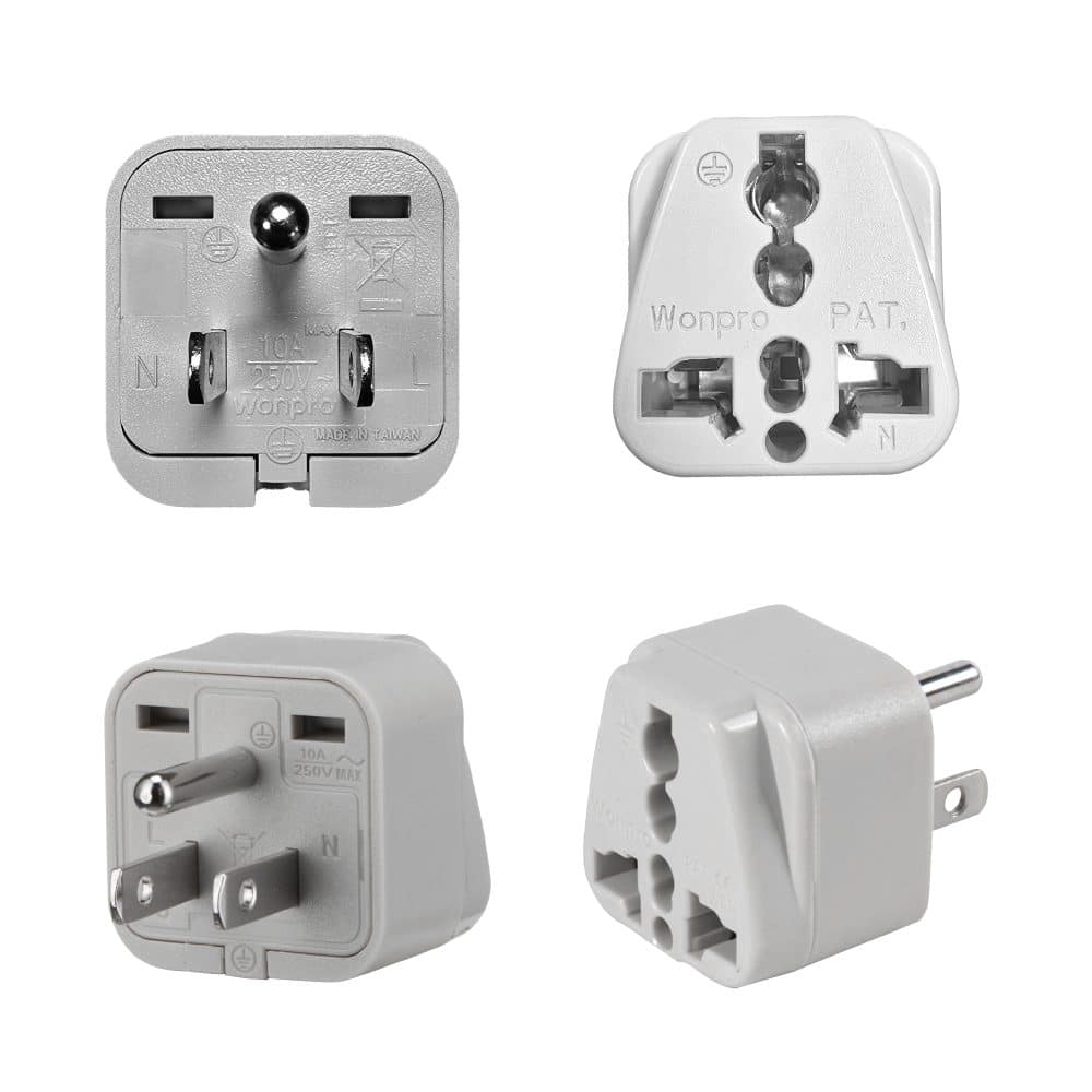 ADAPTADOR UNIVERSAL ESPIGA PLANA 10A 250V CON L/T COLOR GRIS