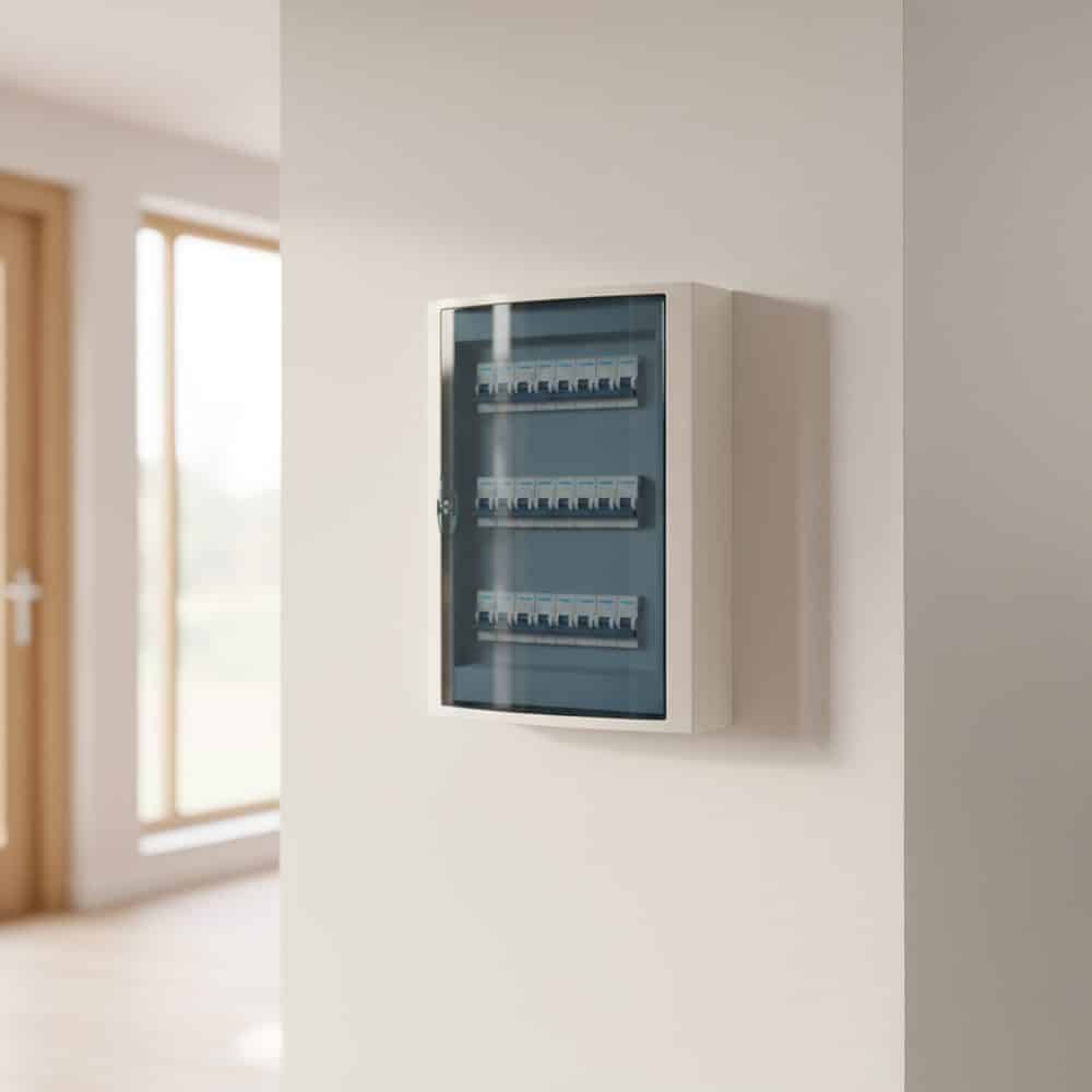 TABLERO ADOSADO TERMOPLÁSTICO, 42P, PUERTA FUMÉ HORIZONTAL, 362x542x115mm