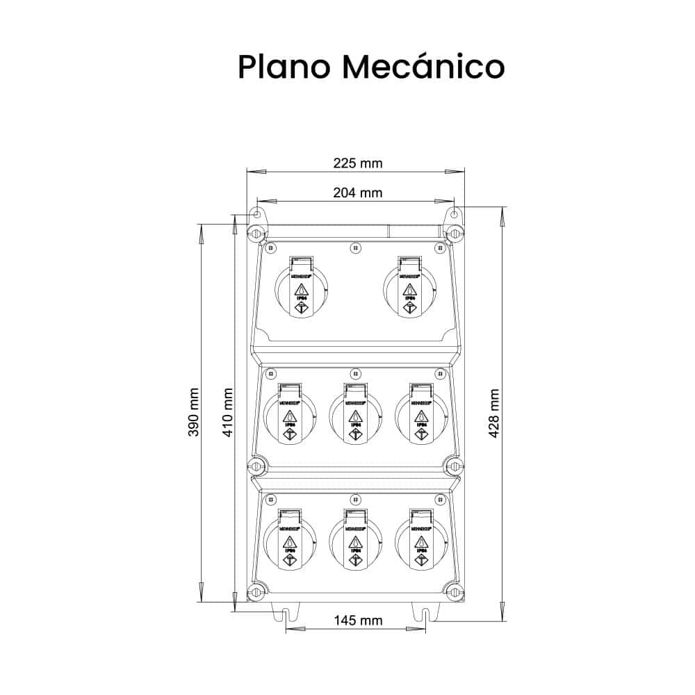 CAJA COMBINADA AMAXX IP44 8 TOMAS SCHUKO 16A 2P+T 250V