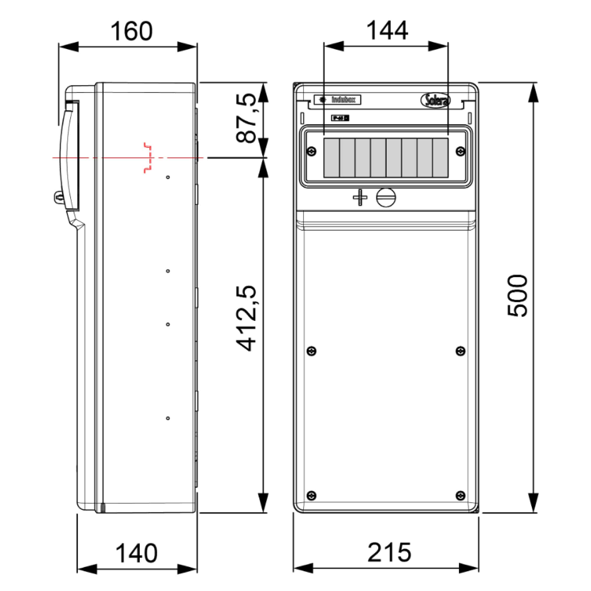 TABLERO ADOSADO TERMOPLÁSTICO 11P IK08 IP65, C/BORNE, 270x250x160mm (no pretroquelado)