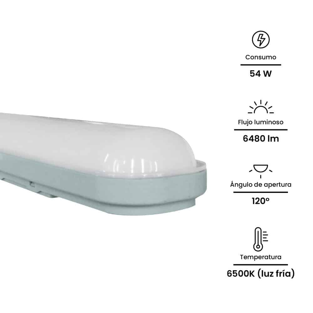 HERMETICA INTEGRADA LED DAMP - PROOF 54W, 6480lm, IP65 IK08, 6500K 100-277VAC; Modelo: NVDP