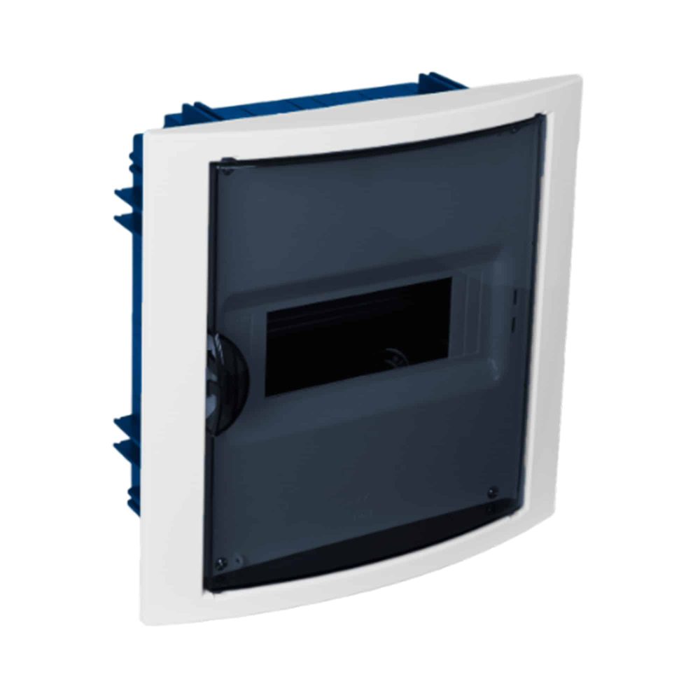 TABLERO RIEL DIN EMPOTRA. LIBRE HALOG. 8 POLOS PUERTA FUMÉ A/H IP40 IK07 , P/DRYWALL,  TERMOSELLADO