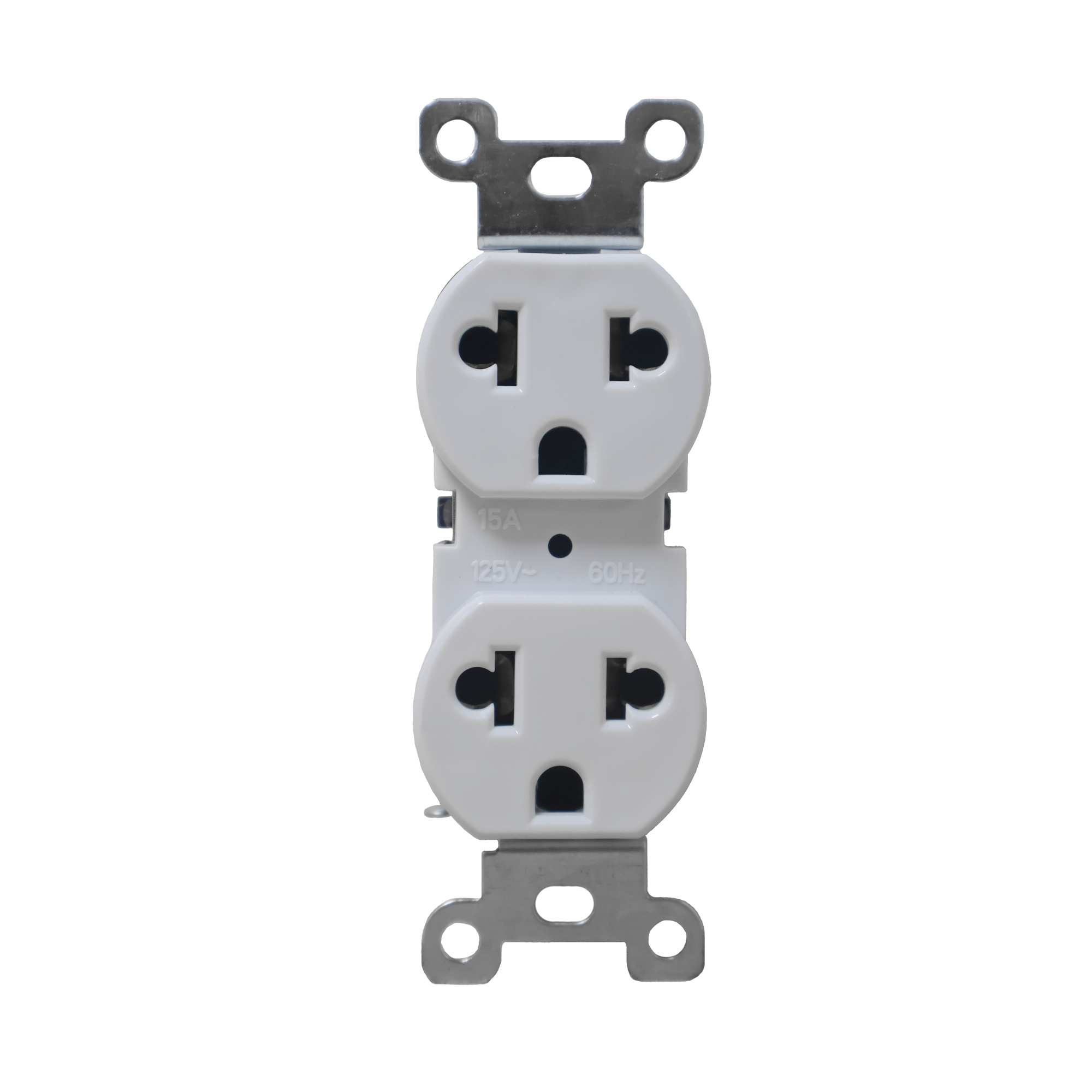 TOMA DOBLE EMPOTRABLE UNIVERSAL 5 en 1, 2P+T 16A 250V BLANCO C/OBTURADOR + SOPORTE BAUHAUS