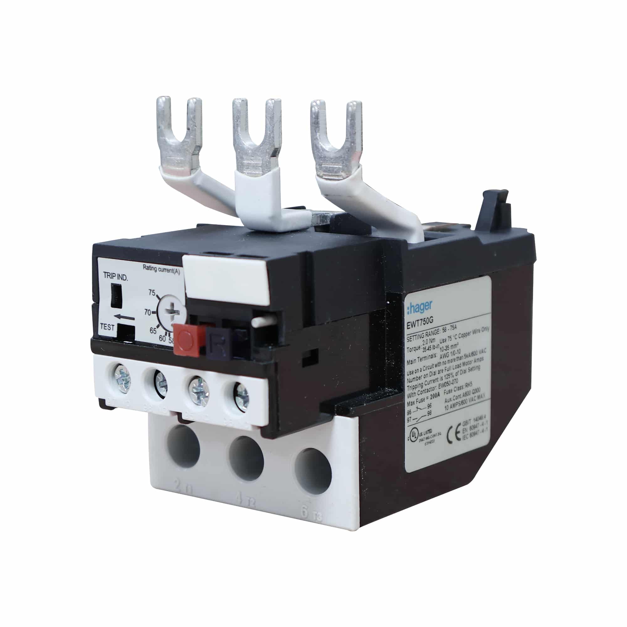 RELÉ PARA CONTACTOR EW50 a EW70 (Reg. 45.0-60.0)