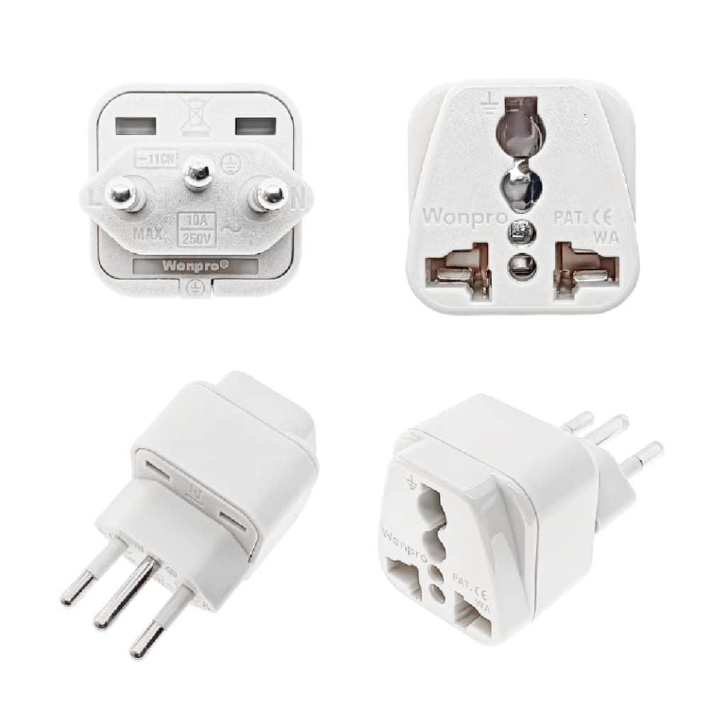 ADAPTADOR UNIVERSAL 10A 250V PARA USO BRASIL COLOR GRIS